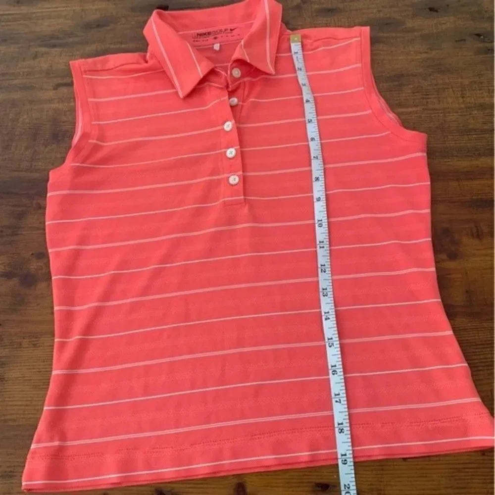 Nike Golf Dri Fit Sleeveless Coral Striped Polo Sz XS